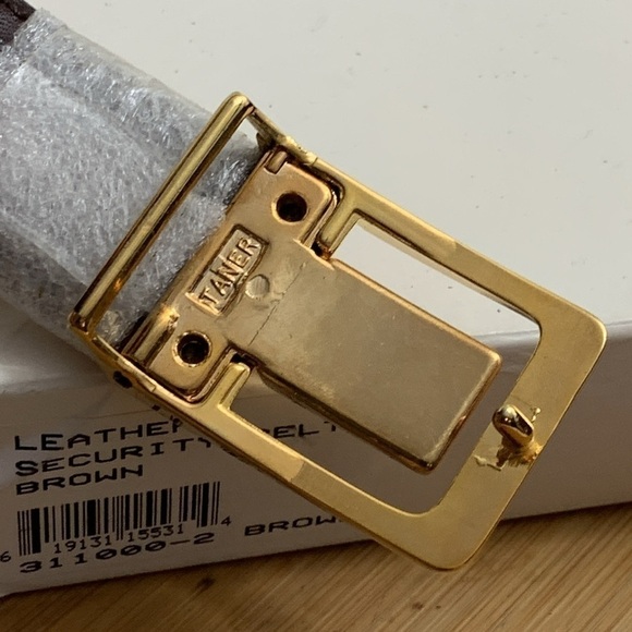 Vintage NIB Taner Brown Gold Leather Money ID Conceal Security Travel Zip Belt - Picture 15 of 16